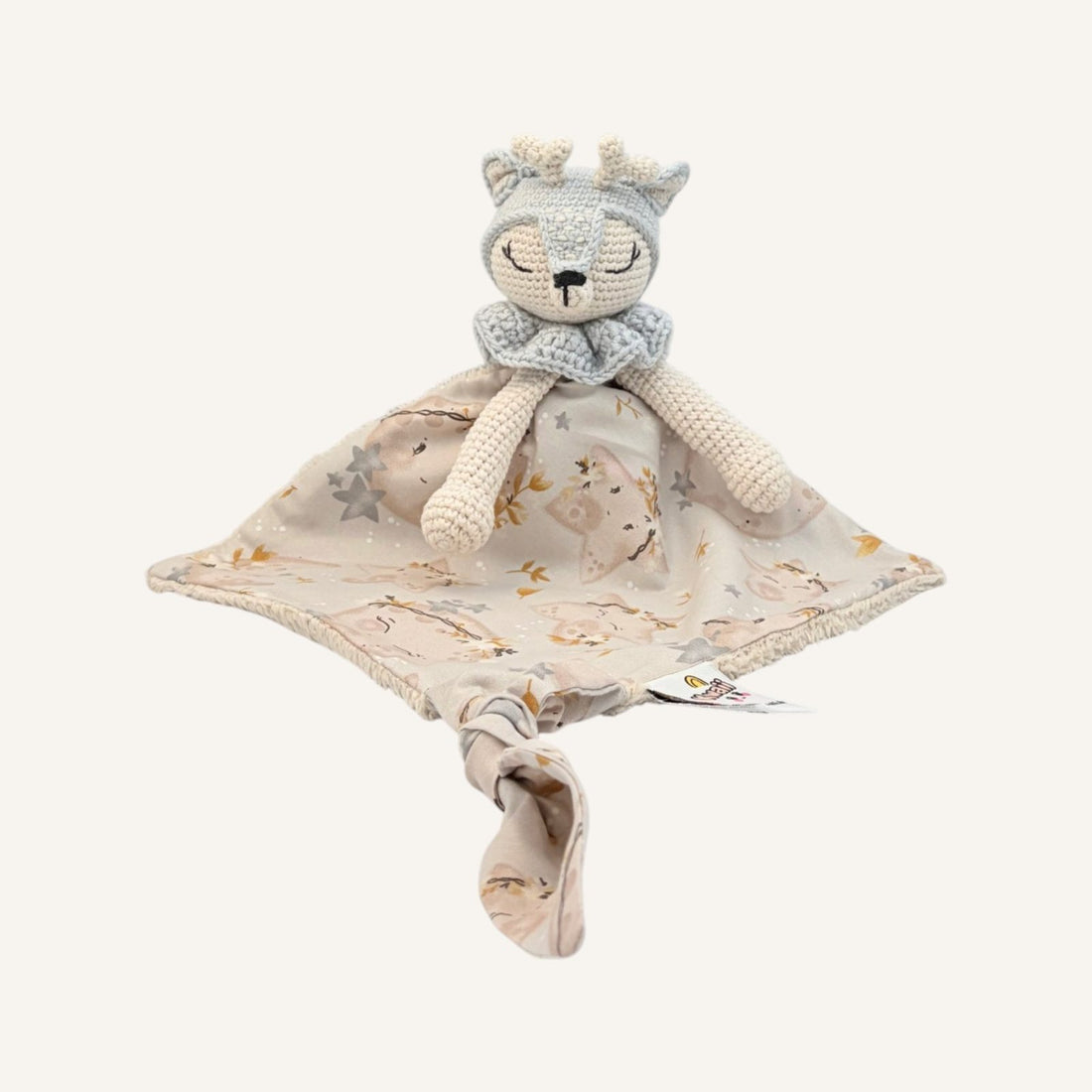 Doudou Kwaii Lambi gris-bleu avec bras, vue de face