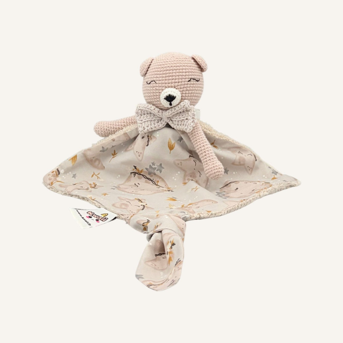 Ted rose poudré nœud gris avec bras, vue de face