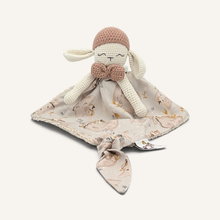 Wooly bonnet marron avec bras, vue de face
