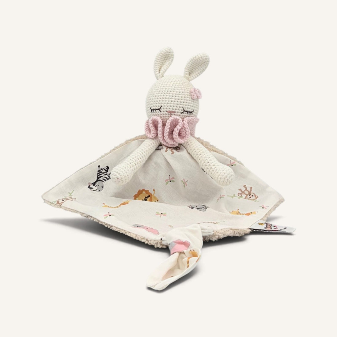 Buni blanc col rose avec bras, vue de face
