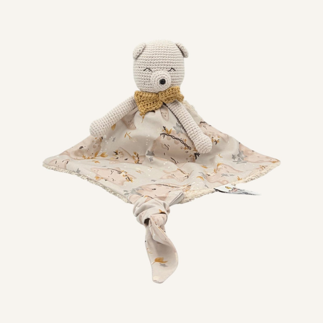 Ted gris nœud moutarde avec bras, vue de face