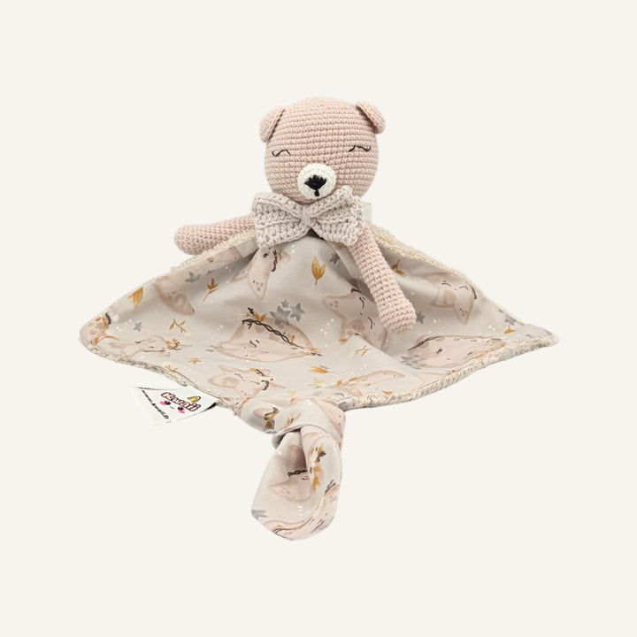 Ted rose poudré nœud gris avec bras, vue de face