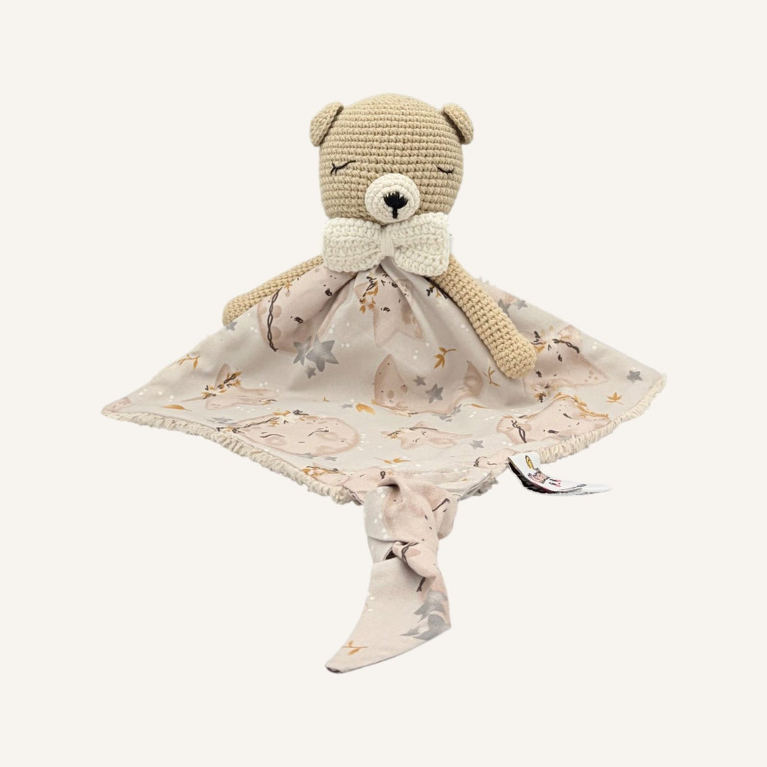 Ted caramel nœud crème avec bras, vue de face