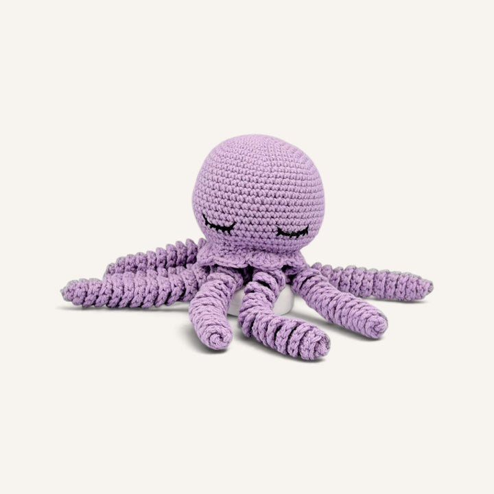 Tenta lilas, la pieuvre Kwaii crochetée à la main