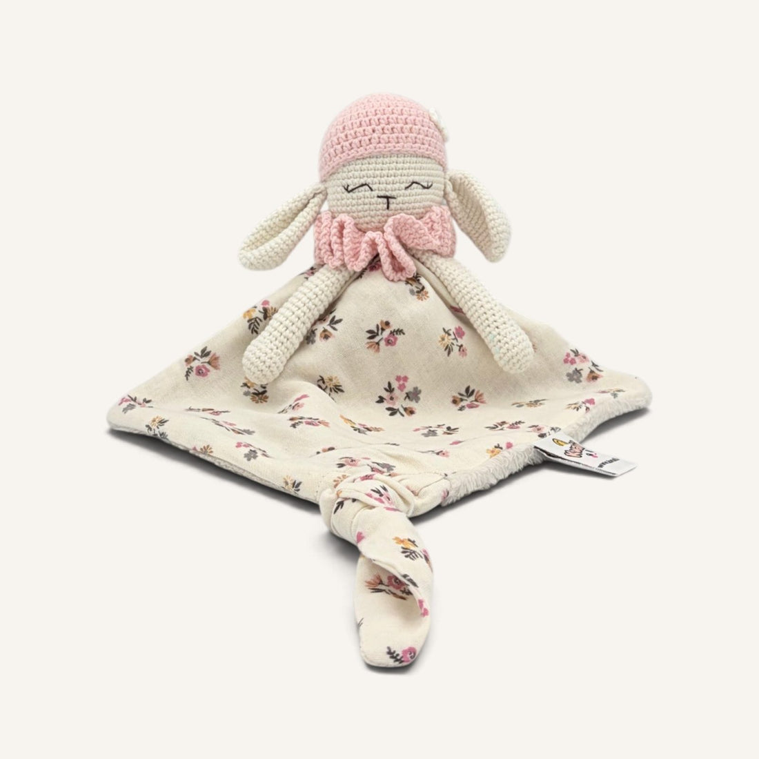 Wooly bonnet rose col rose avec bras, vue de face