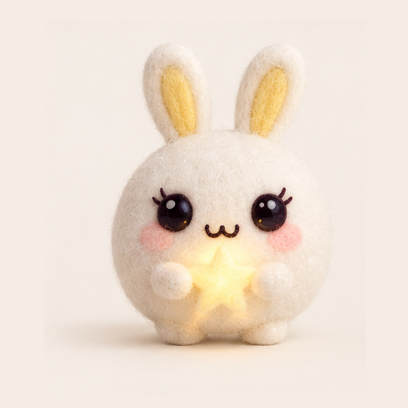 Yuki en laine feutrée tient une étoile lumineuse